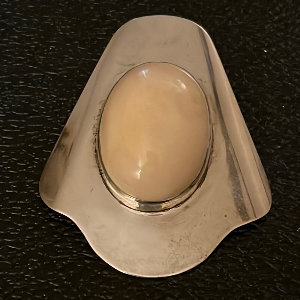 Large sterling silver and organic domed pendant